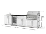 NewAge Outdoor Kitchens Stainless Steel 6-Piece Cabinet Set with Sink, Bar, Grill Cabinet, Platinum Grill, Countertop and Glass Door Fridge-73780-Garage Giant 