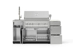 NewAge Outdoor Kitchens Outdoor Grill Island Stainless-Steel 5-Piece Cabinet Set with Sink, 3 Drawer, Grill Cabinet, Platinum Grill and Stainless Steel Countertop - (Natural Gas) 