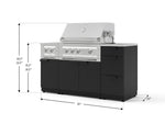 NewAge Outdoor Kitchens Outdoor Grill Island Stainless-Steel 6-Piece Cabinet Set with 3-Drawer, Grill Cabinet, Platinum Grill, Dual Side Burner and Countertop 
