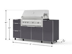 NewAge Outdoor Kitchens Outdoor Grill Island Aluminum 5-Piece Cabinet Set with Casters 1 Door, 3 Drawer, Grill Cabinet and Platinum Grill - (Liquid Propane) 