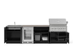 NewAge Outdoor Kitchens Aluminum 6-Piece Cabinet Set with Sink, Bar, Grill Cabinet, Platinum Grill, Countertop and Glass Door Fridge-73804-Garage Giant 