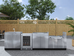 NewAge Outdoor Kitchens Stainless Steel 4-Piece Cabinet Set with Sink, Bar, Grill Cabinet and Fridge-66353-Garage Giant 
