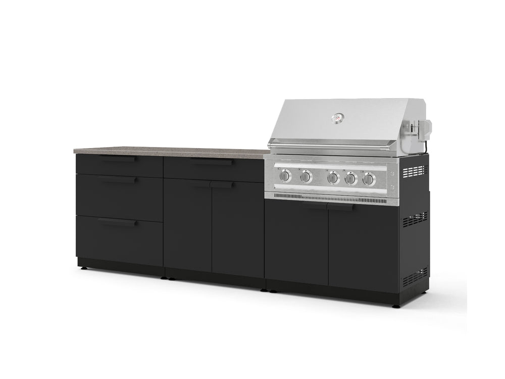 NewAge Outdoor Kitchens Stainless-Steel 5-Piece Cabinet Set with with 3-Drawer, Bar, Grill Cabinet, Platinum Grill and Countertop-73355-Garage Giant