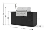 NewAge Outdoor Kitchens Outdoor Grill Island Stainless-Steel 5-Piece Cabinet Set with Sink, 3 Drawer, Grill Cabinet, Performance Grill and Stainless Steel Countertop - (Natural Gas) 