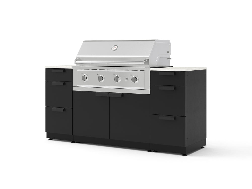 NewAge Outdoor Kitchens Outdoor Grill Island Stainless-Steel 6-Piece Cabinet Set with 3 Drawers, Grill Cabinet, Performance Grill and Dekton in Aeris Countertops - (Liquid Propane) | Garage Giant