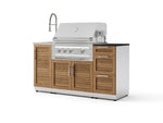 NewAge Outdoor Kitchens Outdoor Grill Island Stainless-Steel Louvered 5-Piece Cabinet Set with Sink, 3 Drawer, Grill Cabinet, Platinum Grill and Stainless Steel Countertop - (Natural Gas) | Garage Giant 