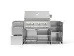 NewAge Outdoor Kitchens Outdoor Grill Island Stainless-Steel 5-Piece Cabinet Set with Casters 1 Door, 3 Drawer, Grill Cabinet and Platinum Grill - (Liquid Propane) 