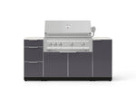 NewAge Outdoor Kitchens Outdoor Grill Island Aluminum 6-Piece Cabinet Set with 1 Door, 3 Drawer, Grill Cabinet, Platinum Grill and Dekton in Aeris Countertops - (Liquid Propane) 