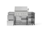 NewAge Outdoor Kitchens Outdoor Grill Island Stainless-Steel 5-Piece Cabinet Set with Casters 1 Door, 3 Drawer, Grill Cabinet and Platinum Grill - (Liquid Propane) 