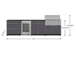 NewAge Outdoor Kitchens Aluminum 7-Piece Cabinet Set with 3-Drawer, Bar, Grill Cabinet, Performance Grill, Countertops and Fridge-71839-Garage Giant 