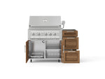 NewAge Outdoor Kitchens Outdoor Grill Island Stainless-Steel Louvered Doors 3-Piece Cabinet Set with Casters and 3-Drawer, Grill Cabinet and Platinum Grill - (Liquid Propane) 