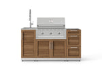 NewAge Outdoor Kitchens Outdoor Grill Island Stainless-Steel Louvered Doors 5-Piece Cabinet Set with Sink, 3 Drawer, Grill Cabinet, Performance Grill and Stainless Steel Countertop - (Liquid Propane) 