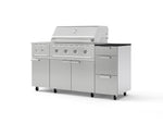 NewAge Outdoor Kitchens Outdoor Grill Island Stainless-Steel 6-Piece Cabinet Set with Casters and 3-Drawer, Grill Cabinet, Performance Grill, Side Burner and Dekton in Sirius Countertop - (Liquid Propane) | Garage Giant 