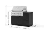 NewAge Outdoor Kitchens Outdoor Grill Island Stainless-Steel 4-Piece Cabinet Set with 3-Drawer, Grill Cabinet, Platinum Grill and Countertop 
