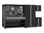 NewAge Garage Cabinets Pro Series 5-Piece Cabinet Set with Base, Wall Cabinet, Locker, 78 in. Workstation, and Pegboard Accessories Kit-32642-Garage Giant 