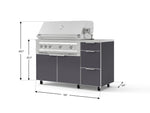 NewAge Outdoor Kitchens Outdoor Grill Island Aluminum 4-Piece Cabinet Set with Casters and 3-Drawer, Grill Cabinet, Platinum Grill, Countertop-74841-Garage Giant 