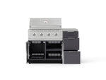 NewAge Outdoor Kitchens Outdoor Grill Island Aluminum 4-Piece Cabinet Set with 3-Drawer, Grill Cabinet, Performance Grill and Countertop 