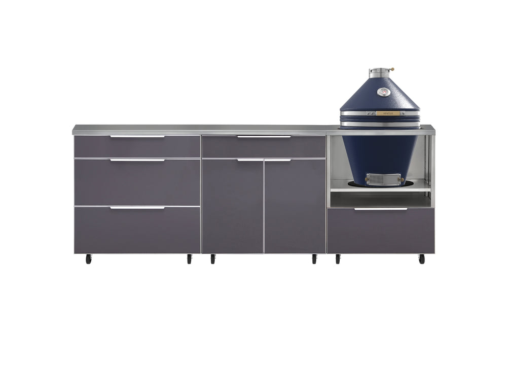 NewAge Outdoor Kitchens Aluminum 5-Piece Cabinet Set With Casters and 3 Drawer, Bar, Kamado Cabinet, Kamado, Countertop-72678-Garage Giant