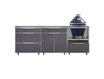 NewAge Outdoor Kitchens Aluminum 5-Piece Cabinet Set With Casters and 3 Drawer, Bar, Kamado Cabinet, Kamado, Countertop-72678-Garage Giant 