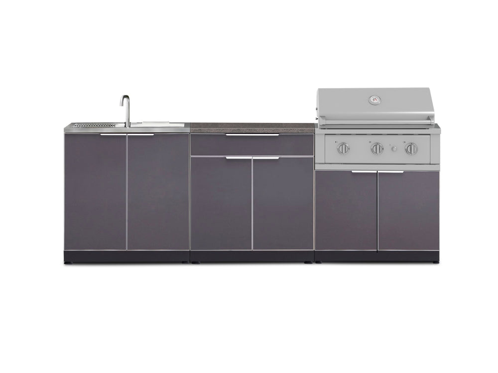 NewAge Outdoor Kitchens Aluminum 5-Piece Cabinet Set with Bar, Grill, Sink Cabinet, Performance Grill, and Countertop-71269-Garage Giant