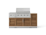 NewAge Outdoor Kitchens Outdoor Grill Island Stainless-Steel Louvered Doors 6-Piece Cabinet Set with 1-Door, Grill Cabinet, Performance Grill, Side Burner and Dekton in Aeris Countertop - (Natural Gas) 