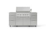 NewAge Outdoor Kitchens Outdoor Grill Island Stainless-Steel 6-Piece Cabinet Set with Casters 3 Drawers, Grill Cabinet, Platinum Grill, Countertops 