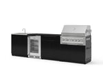 NewAge Outdoor Kitchens Aluminum 6-Piece Cabinet Set with Sink, Bar, Grill Cabinet, Platinum Grill, Countertop and Glass Door Fridge-73729-Garage Giant 