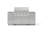 NewAge Outdoor Kitchens Outdoor Grill Island Stainless-Steel 5-Piece Cabinet Set with Casters 1 Door, 3 Drawer, Grill Cabinet and Performance Grill - (Liquid Propane) 