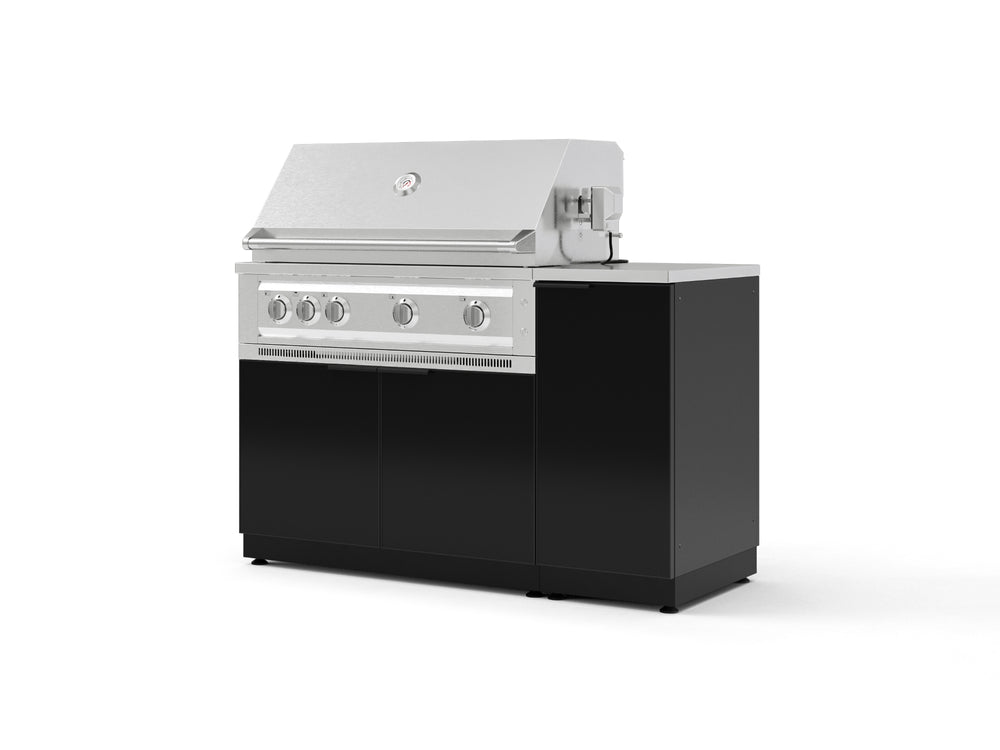 NewAge Outdoor Kitchens Outdoor Grill Island Aluminum 4-Piece Cabinet Set with 1 Door, Grill Cabinet, Platinum Grill and Countertop | 75749