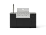 NewAge Outdoor Kitchens Outdoor Grill Island Stainless-Steel 5-Piece Cabinet Set with Sink, 3 Drawer, Grill Cabinet, Performance Grill and Stainless Steel Countertop 
