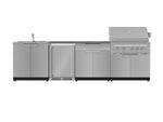 NewAge Outdoor Kitchens Stainless Steel 6-Piece Cabinet Set with Sink, Bar, Grill Cabinet, Platinum Grill, Countertop and Fridge-72073-Garage Giant 