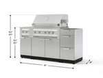 NewAge Outdoor Kitchens Outdoor Grill Island Stainless-Steel 5-Piece Cabinet Set with 3-Drawer, Grill Cabinet, Dual Side Burner and Platinum Grill - (Liquid Propane) 