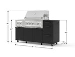 NewAge Outdoor Kitchens Outdoor Grill Island Stainless-Steel 6-Piece Cabinet Set with Casters and 3-Drawer, Grill Cabinet, Platinum Grill, Dual Side Burner and Dekton in Sirius Countertop - (Liquid Propane) 