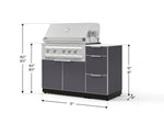 NewAge Outdoor Kitchens Outdoor Grill Island Aluminum 4-Piece Cabinet Set with 3-Drawer, Grill Cabinet, Platinum Grill and Dekton in Aeris Countertop - (Natural Gas) 