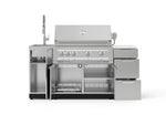 NewAge Outdoor Kitchens Outdoor Grill Island Stainless-Steel 5-Piece Cabinet Set with Sink, 3 Drawer, Grill Cabinet, Platinum Grill and Stainless Steel Countertop - (Natural Gas) 