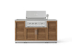 NewAge Outdoor Kitchens Outdoor Grill Island Stainless-Steel 5-Piece Cabinet Set with Sink, 1 Door, Grill Cabinet, Platinum Grill and Stainless Steel Countertop 