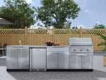 NewAge Outdoor Kitchens Stainless Steel 6-Piece Cabinet Set with Sink, Bar, Grill Cabinet, Performance Grill, Countertop and Fridge-66340-Garage Giant 