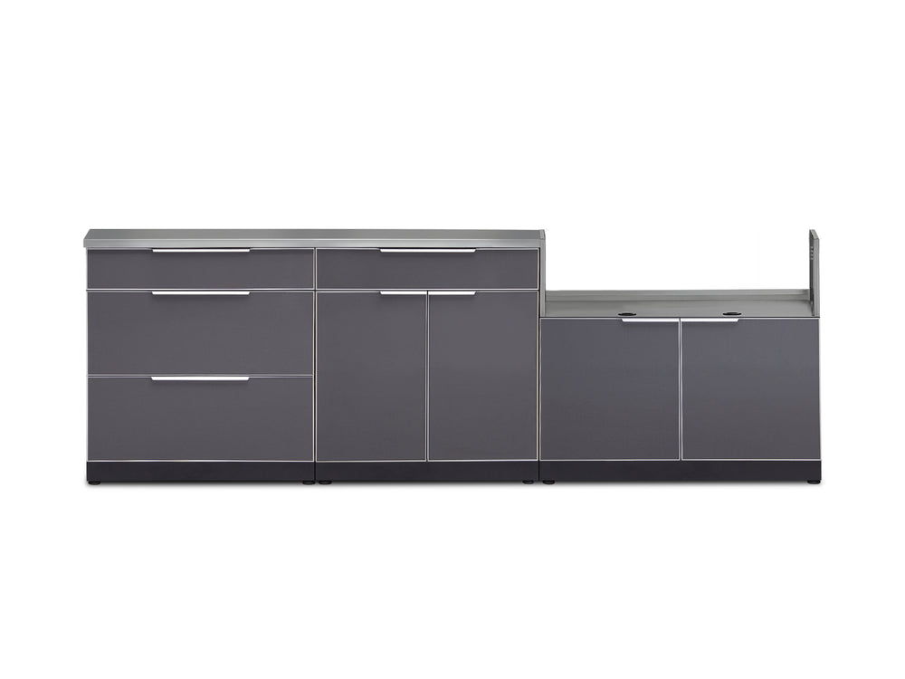 NewAge Outdoor Kitchens 4-Piece Cabinet Set in Slate Gray with Countertops-65306-Garage Giant