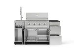 NewAge Outdoor Kitchens Outdoor Grill Island Stainless-Steel 5-Piece Cabinet Set with Sink, 3 Drawer, Grill Cabinet, Performance Grill and Stainless Steel Countertop - (Liquid Propane) 