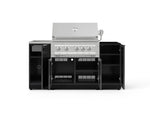 NewAge Outdoor Kitchens Outdoor Grill Island Aluminum 5-Piece Cabinet Set with Sink, 1 Door, Grill Cabinet, Platinum Grill and Stainless Steel Countertop - (Natural Gas) 
