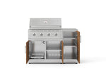 NewAge Outdoor Kitchens Outdoor Grill Island Stainless-Steel Louvered Doors 4-Piece Cabinet Set with 1 Door, Grill Cabinet, Performance Grill and Countertop 