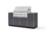 NewAge Outdoor Kitchens Outdoor Grill Island Aluminum 6-Piece Cabinet Set with 1 Door, Grill Cabinet, Platinum Grill and Countertops-74610-Garage Giant 