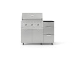 NewAge Outdoor Kitchens Outdoor Grill Island Stainless-Steel 4-Piece Cabinet Set with Casters and 3-Drawer, Grill Cabinet, Performance Grill and Dekton in Sirius Countertop - (Liquid Propane) 