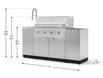 NewAge Outdoor Kitchens Outdoor Grill Island Stainless-Steel 5-Piece Cabinet Set with Sink, 1 Door, Grill Cabinet, Performance Grill and Stainless Steel Countertop - (Natural Gas) 