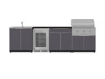 NewAge Outdoor Kitchens Aluminum 6-Piece Cabinet Set with Sink, Bar, Grill Cabinet, Performance Grill, Countertop and Fridge-71985-Garage Giant 