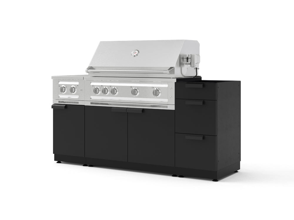 NewAge Outdoor Kitchens Outdoor Grill Island Stainless-Steel 5-Piece Cabinet Set with 3-Drawer, Grill Cabinet, Dual Side Burner and Platinum Grill - (Natural Gas) | Garage Giant
