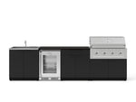 NewAge Outdoor Kitchens Stainless Steel 6-Piece Cabinet Set with Sink, Bar, Grill Cabinet, Performance Grill, Countertop and Glass Door Fridge-73748-Garage Giant 