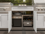 NewAge Outdoor Kitchens Stainless-Steel Louvered Doors 4-Piece Cabinet Set with 3 Drawer, Grill Cabinet, Platinum Griddle and Countertop-75160-Garage Giant 