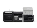 NewAge Outdoor Kitchens Aluminum 5-Piece Cabinet Set with Bar, Grill, Sink Cabinet, Performance Grill, and Countertop - (Liquid Propane) 