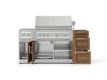 NewAge Outdoor Kitchens Outdoor Grill Island Stainless-Steel Louvered Doors 5-Piece Cabinet Set with 3-Drawer, Grill Cabinet, Dual Side Burner and Platinum Grill - (Natural Gas) 